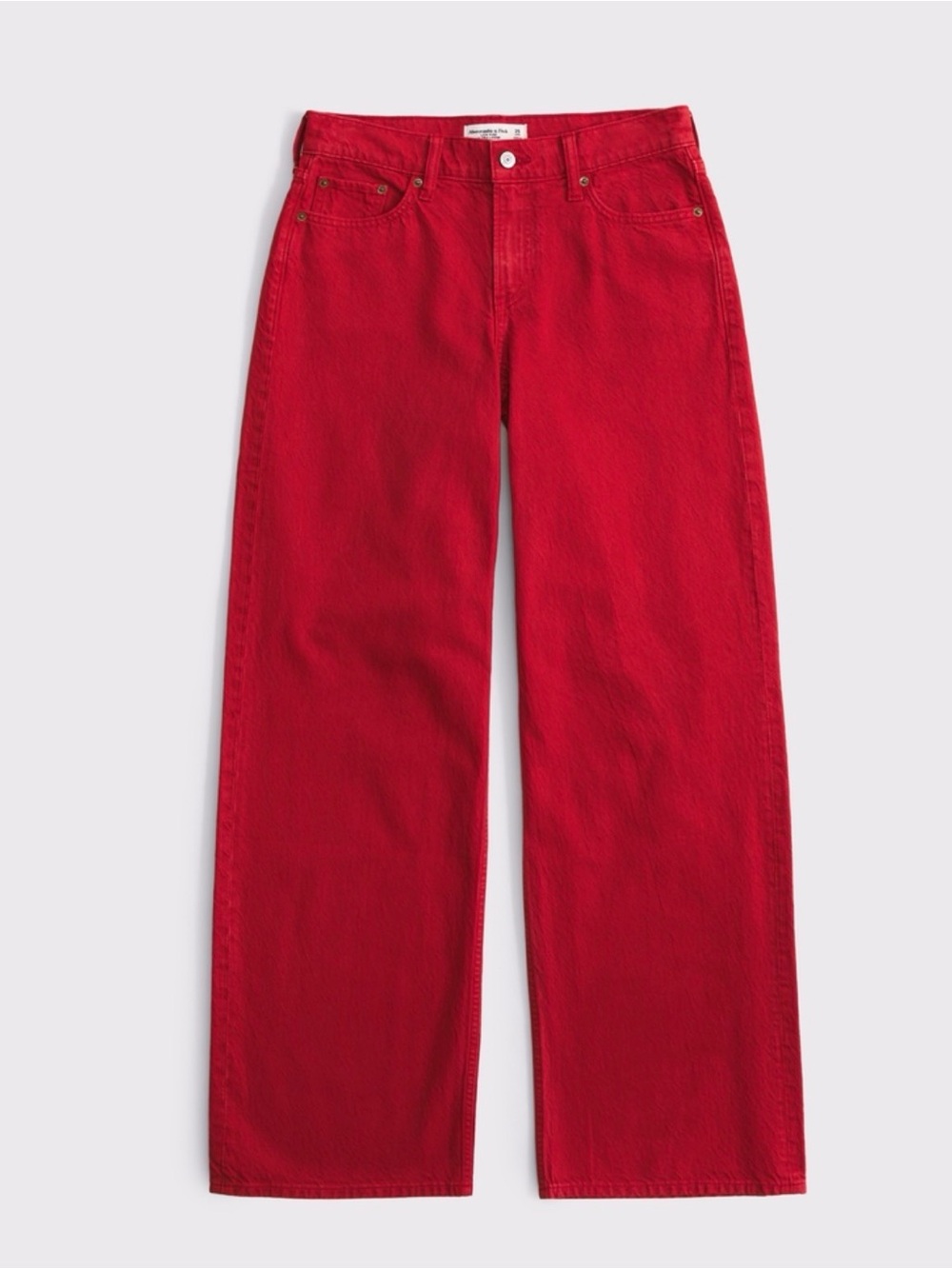 Abercrombie & Fitch Red Low-Rise Curve Love Ultra Loose Pants 32 LONG